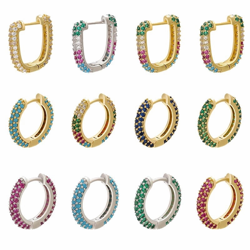 Wholesale Earrings Brass Colorful Round Earrings Women Light Luxury OLY-ES-BJ002
