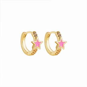 Wholesale Earrings Brass Pentagram Star Circle Circle Niche Design OLY-ES-BJ003