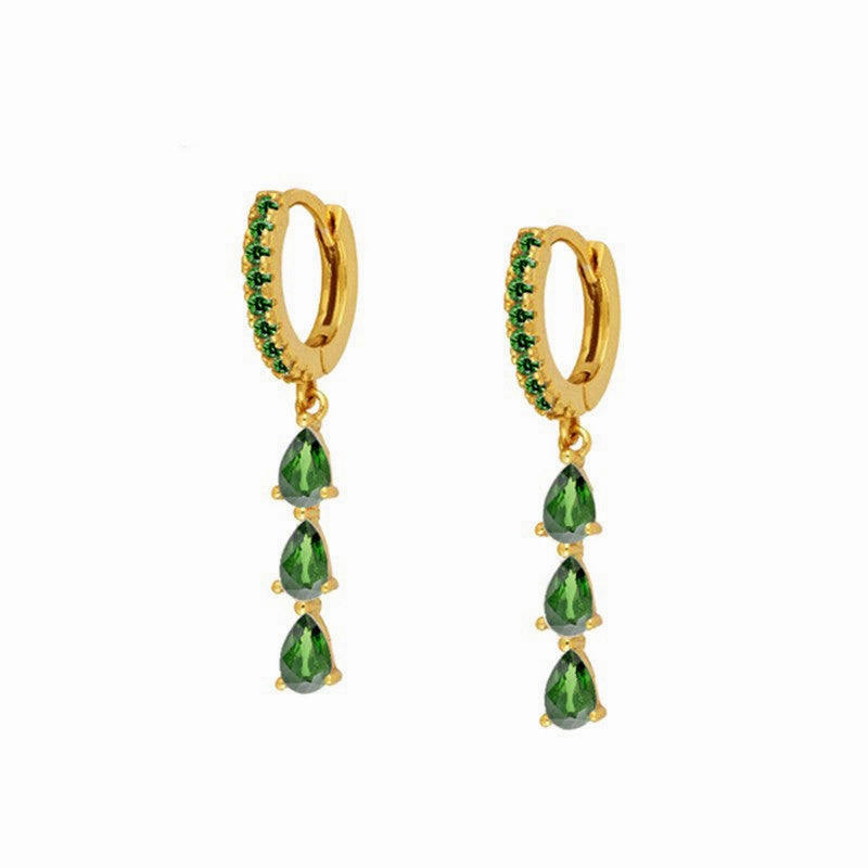 Wholesale Earrings Brass Vintage Style Drip Diamond Earrings Exquisite OLY-ES-BJ001