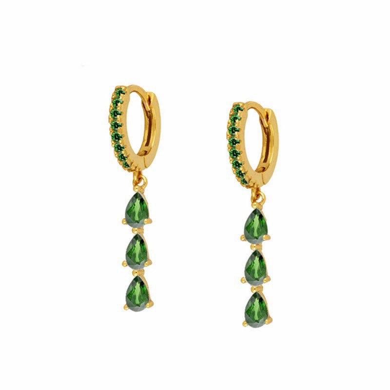 Wholesale Earrings Brass Vintage Style Drip Diamond Earrings Exquisite OLY-ES-BJ001