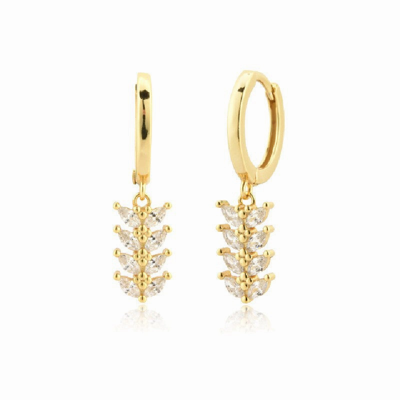 Wholesale Earrings Brass Vintage Style Drip Diamond Earrings Exquisite OLY-ES-BJ001
