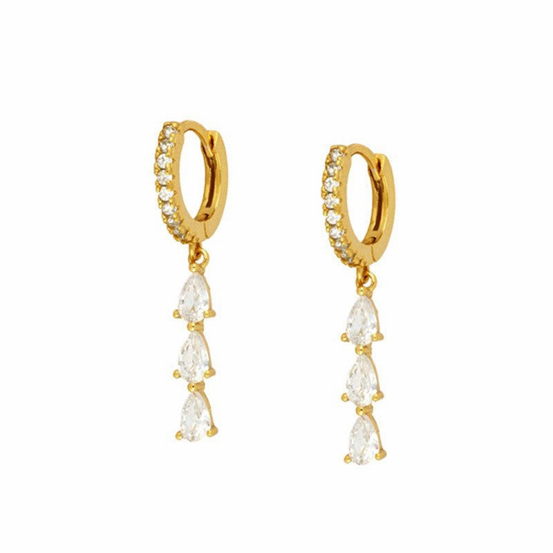 Wholesale Earrings Brass Vintage Style Drip Diamond Earrings Exquisite OLY-ES-BJ001