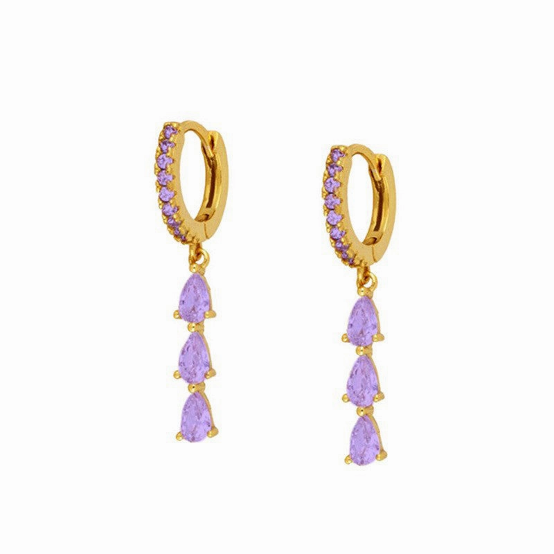 Wholesale Earrings Brass Vintage Style Drip Diamond Earrings Exquisite OLY-ES-BJ001