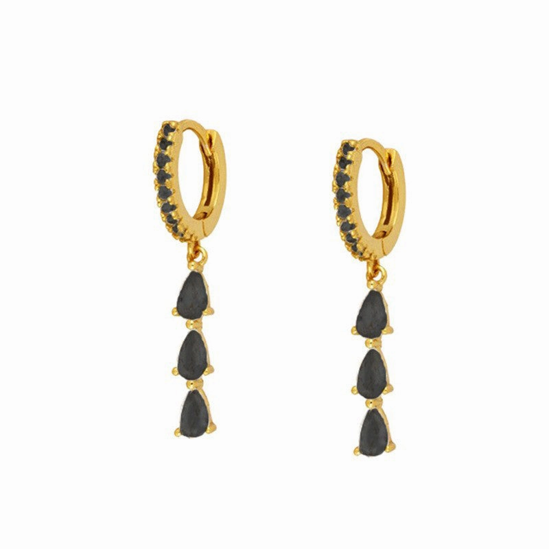 Wholesale Earrings Brass Vintage Style Drip Diamond Earrings Exquisite OLY-ES-BJ001