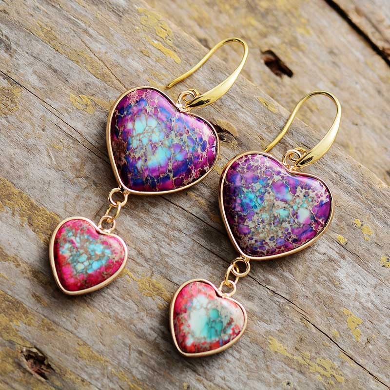 Wholesale Earrings Emperor Stone Ethnic Style Emperor Stone Love Pendant Earrings OLY-ES-LZ003