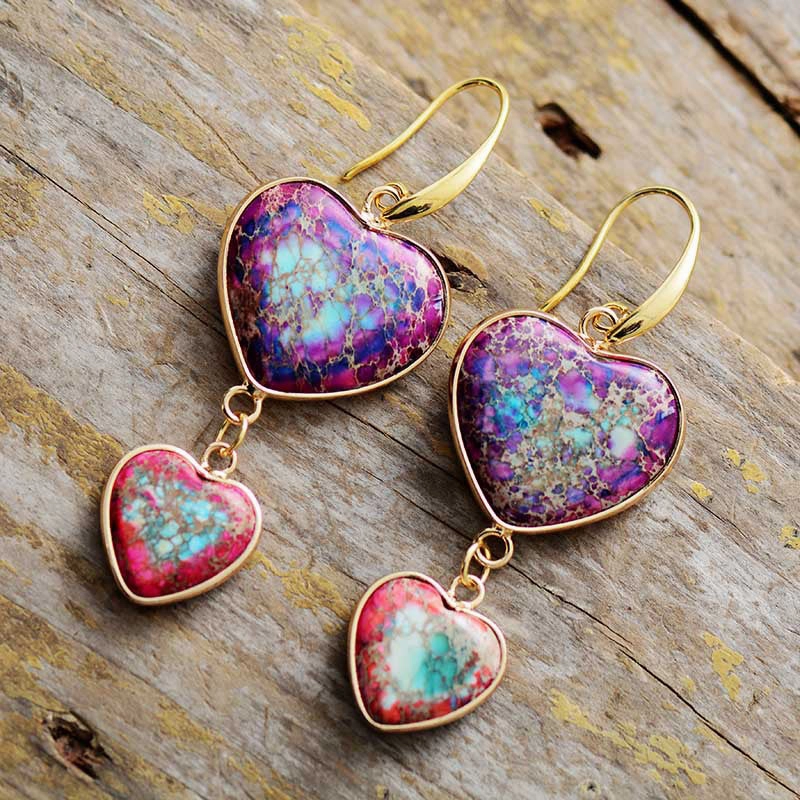 Wholesale Earrings Emperor Stone Ethnic Style Emperor Stone Love Pendant Earrings OLY-ES-LZ003