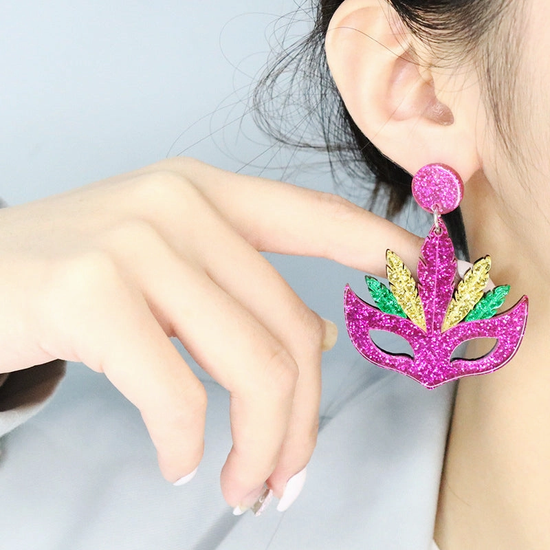 Wholesale Earrings Halloween Acrylic Mask Masquerade
