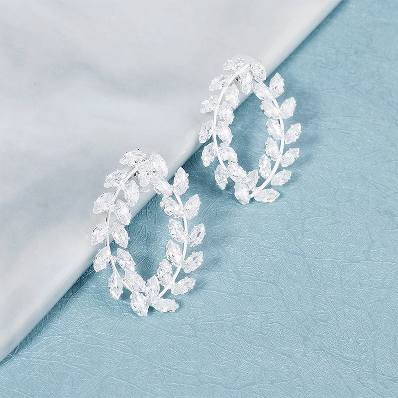 Wholesale Earrings Rhinestone High End Design Jewelry Olive Branch Earrings OLY-ES-HX006