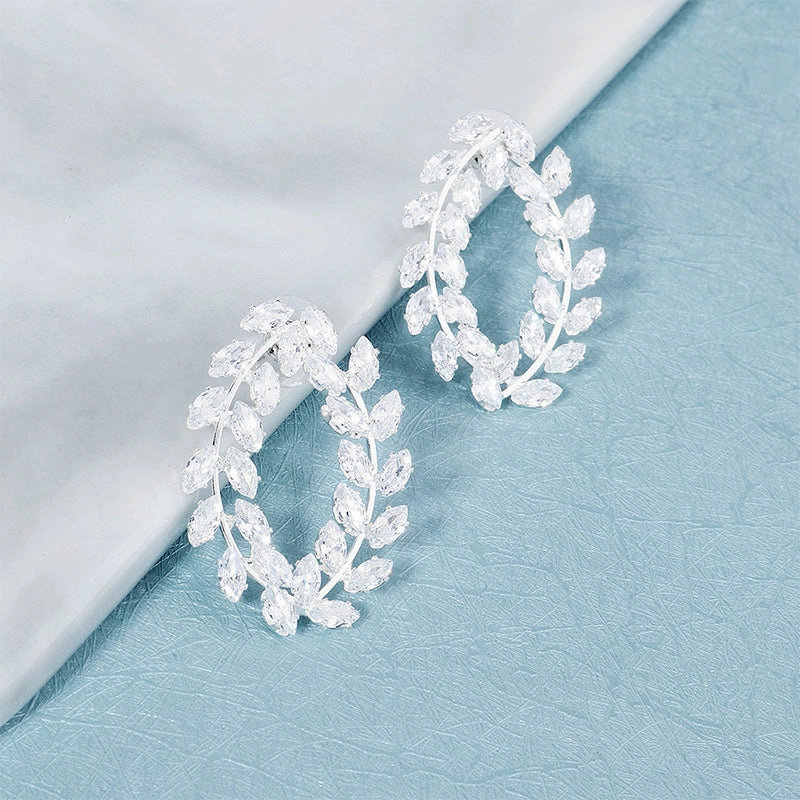 Wholesale Earrings Rhinestone High End Design Jewelry Olive Branch Earrings OLY-ES-HX006