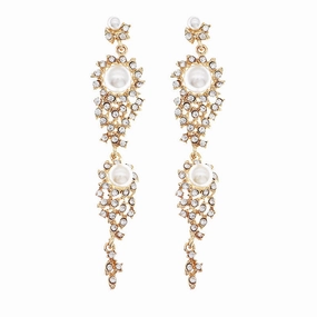 Wholesale Earrings Rhinestone Premium Alloy Rhinestone Long Earrings Pearl Earrings OLY-ES-HX005