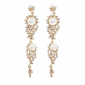Wholesale Earrings Rhinestone Premium Alloy Rhinestone Long Earrings Pearl Earrings OLY-ES-HX005