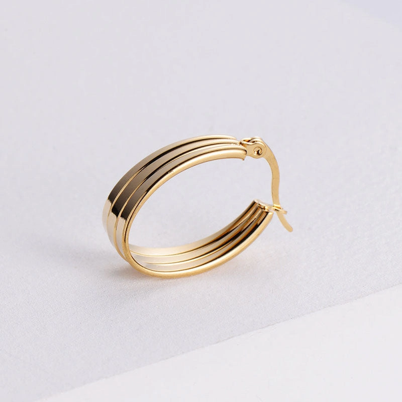 Wholesale Earrings Stainless Steel Triple Circle Twisted Wire Earbuckle OLY-ES-AIMILUO003