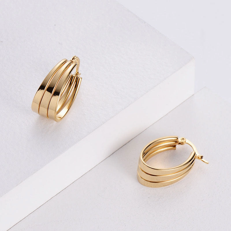 Wholesale Earrings Stainless Steel Triple Circle Twisted Wire Earbuckle OLY-ES-AIMILUO003