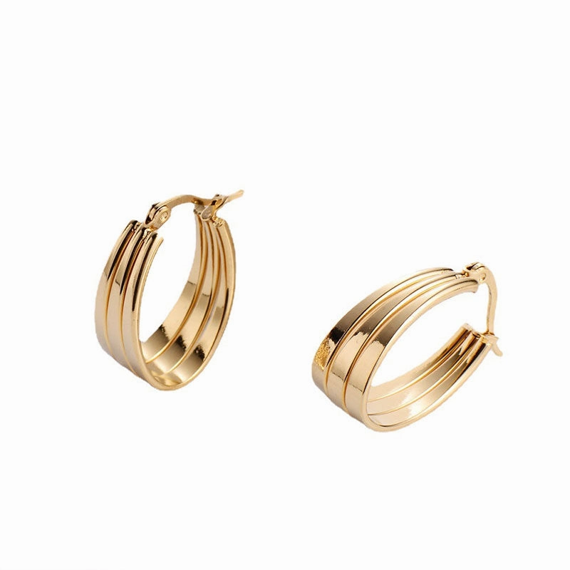 Wholesale Earrings Stainless Steel Triple Circle Twisted Wire Earbuckle OLY-ES-AIMILUO003