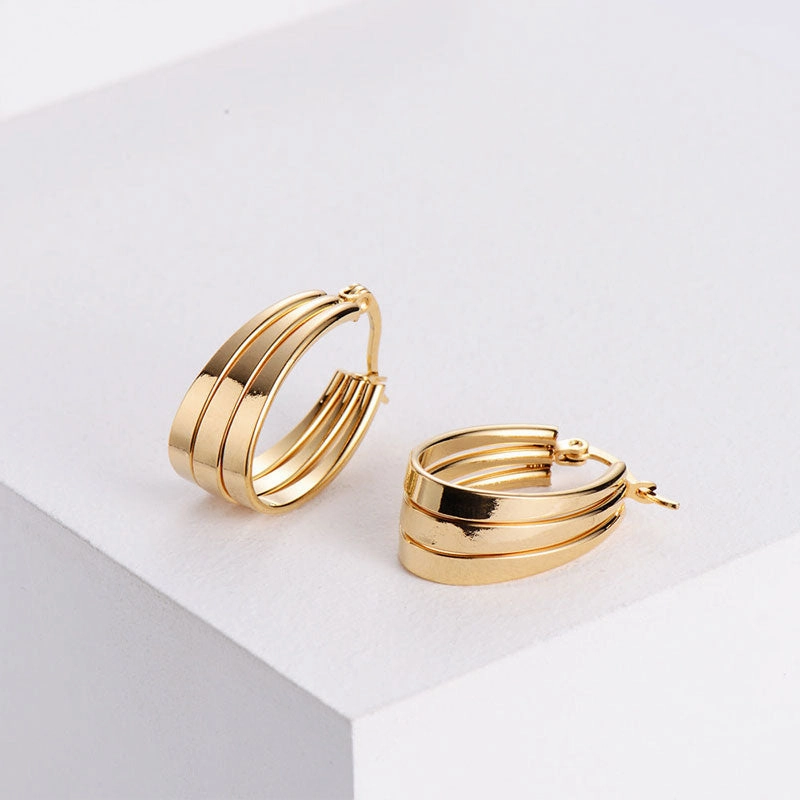 Wholesale Earrings Stainless Steel Triple Circle Twisted Wire Earbuckle OLY-ES-AIMILUO003