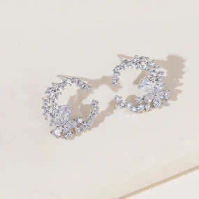 Wholesale Earrings Zircon Design Sense Round Petal Artificial Zircon Light Luxury OLY-ES-YY002