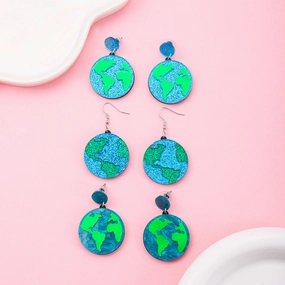 Wholesale Earth Eco-Friendly Glitter Acrylic Round Earrings