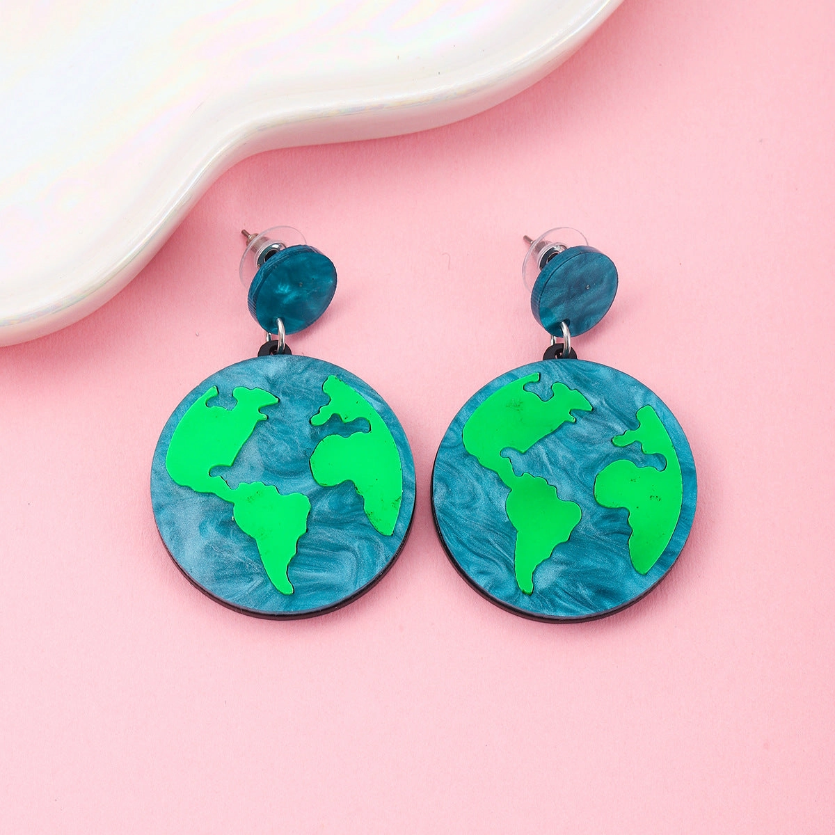 Wholesale Earth Eco-Friendly Glitter Acrylic Round Earrings