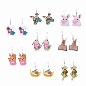 Wholesale Easter Acrylic Double Sided Printing Cute Childlike Rabbit Earrings