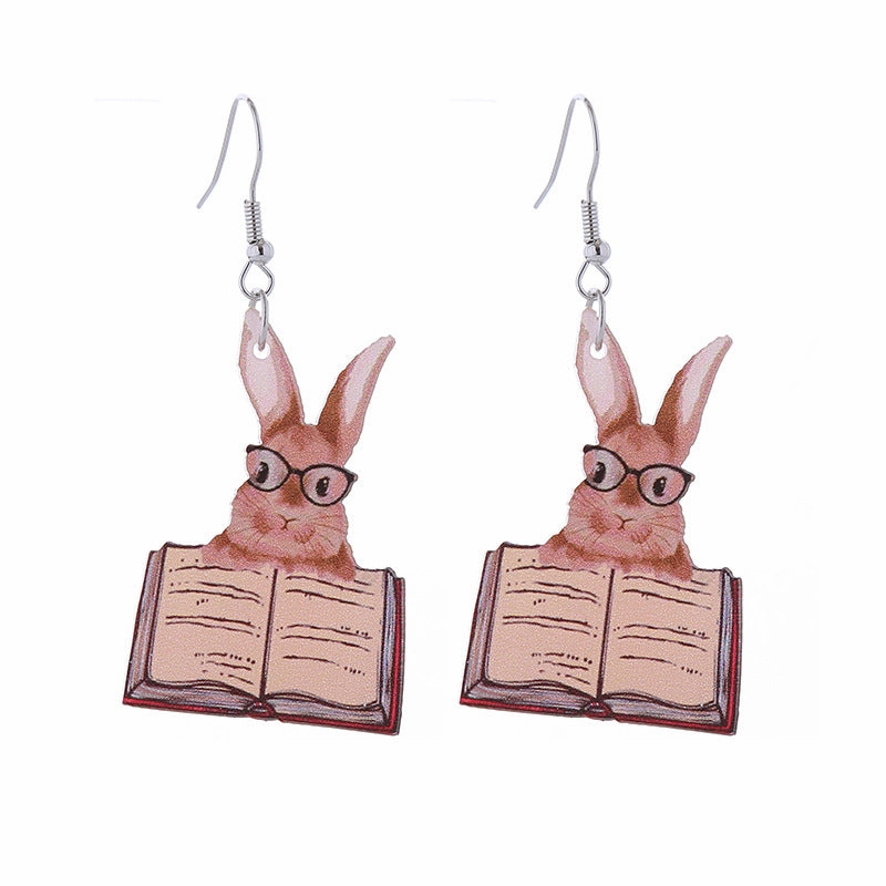 Wholesale Easter Acrylic Double Sided Printing Cute Childlike Rabbit Earrings