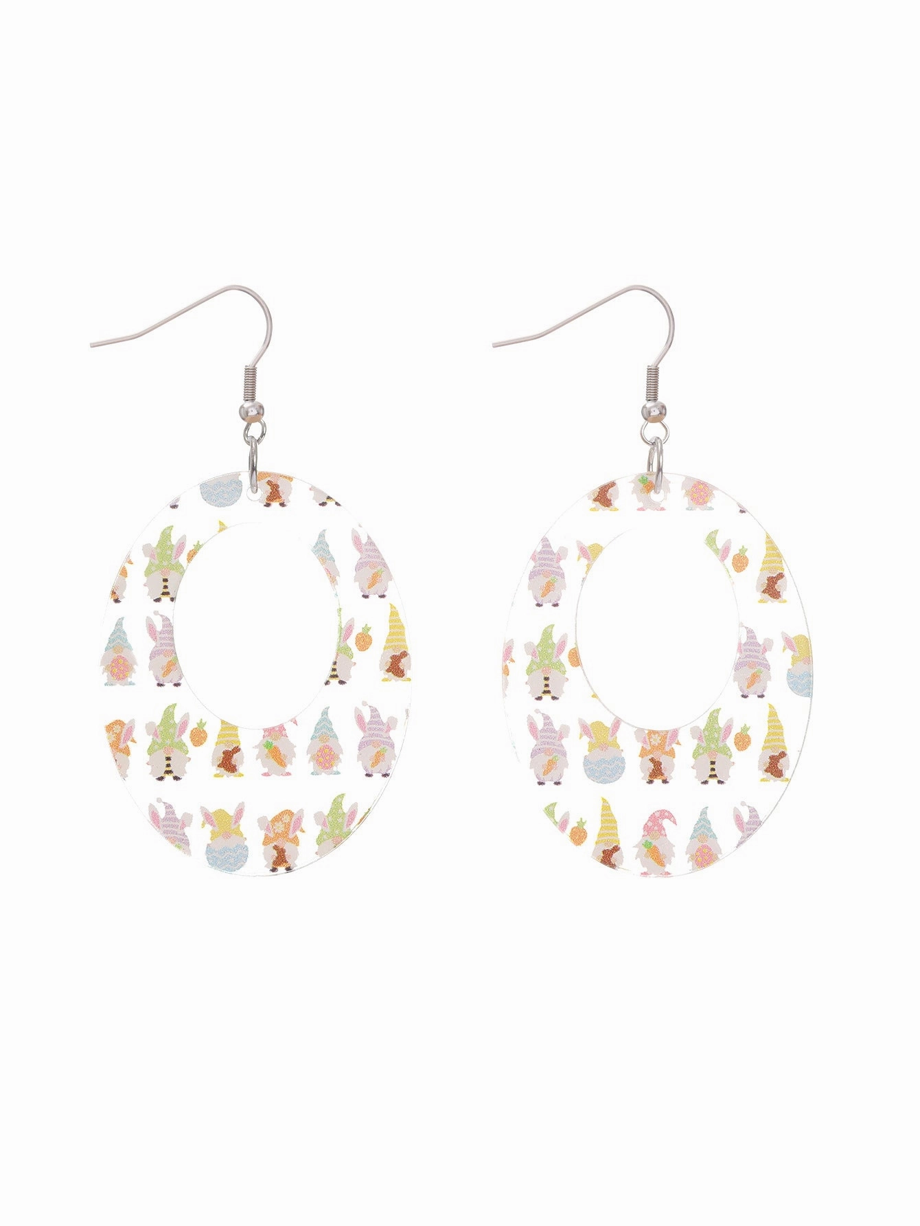 Wholesale Easter Acrylic Print Bunny Stripes Love Heart Fashion Contrast Color Personality Earrings