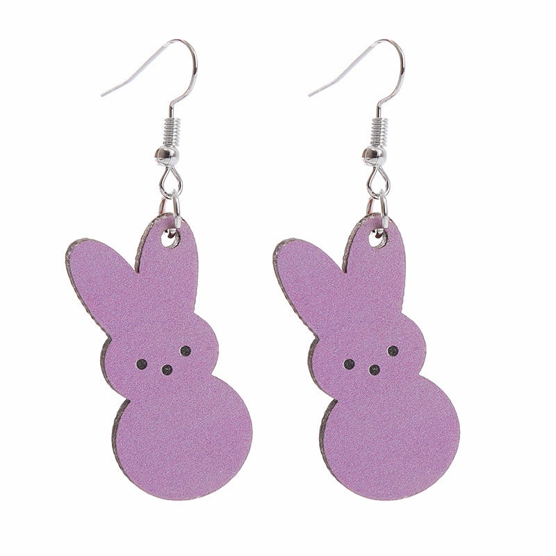 Wholesale Easter Bunny Flower Basket Printed Egg Chick Wooden Earrings