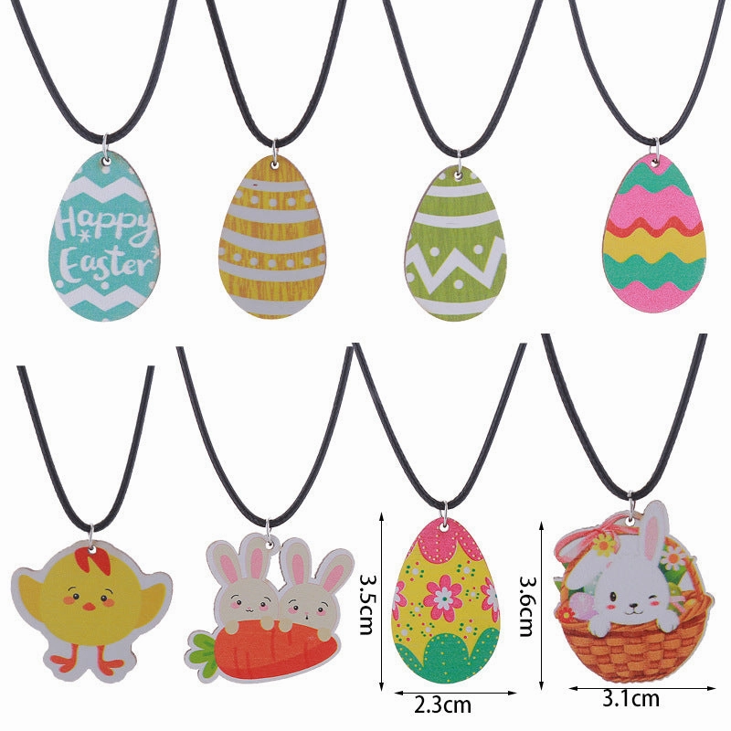 Wholesale Easter Bunny Flower Basket Printed Egg Chick Wooden Earrings