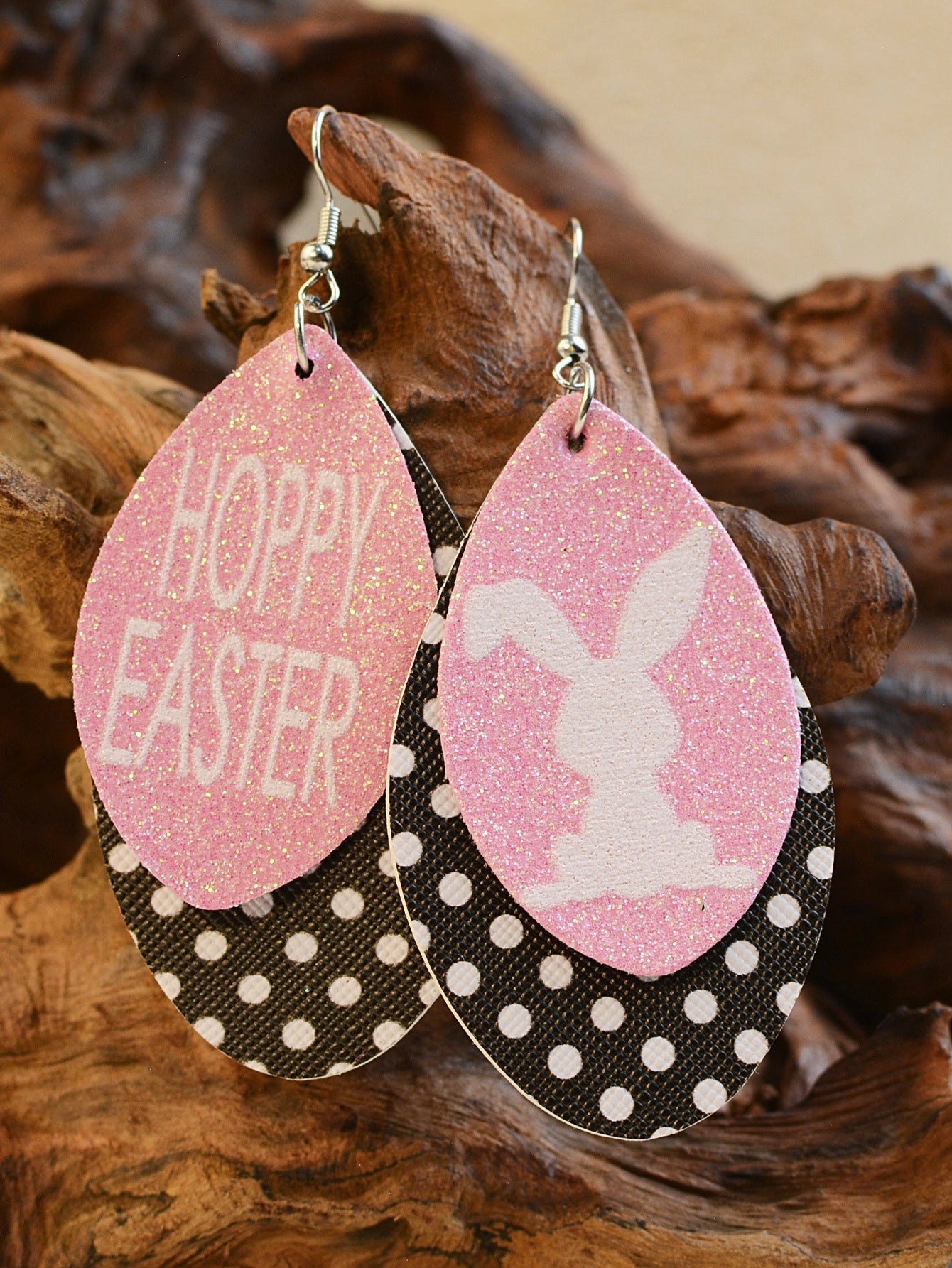 Wholesale Easter Bunny Gretel Multi-Layered Leather Earrings