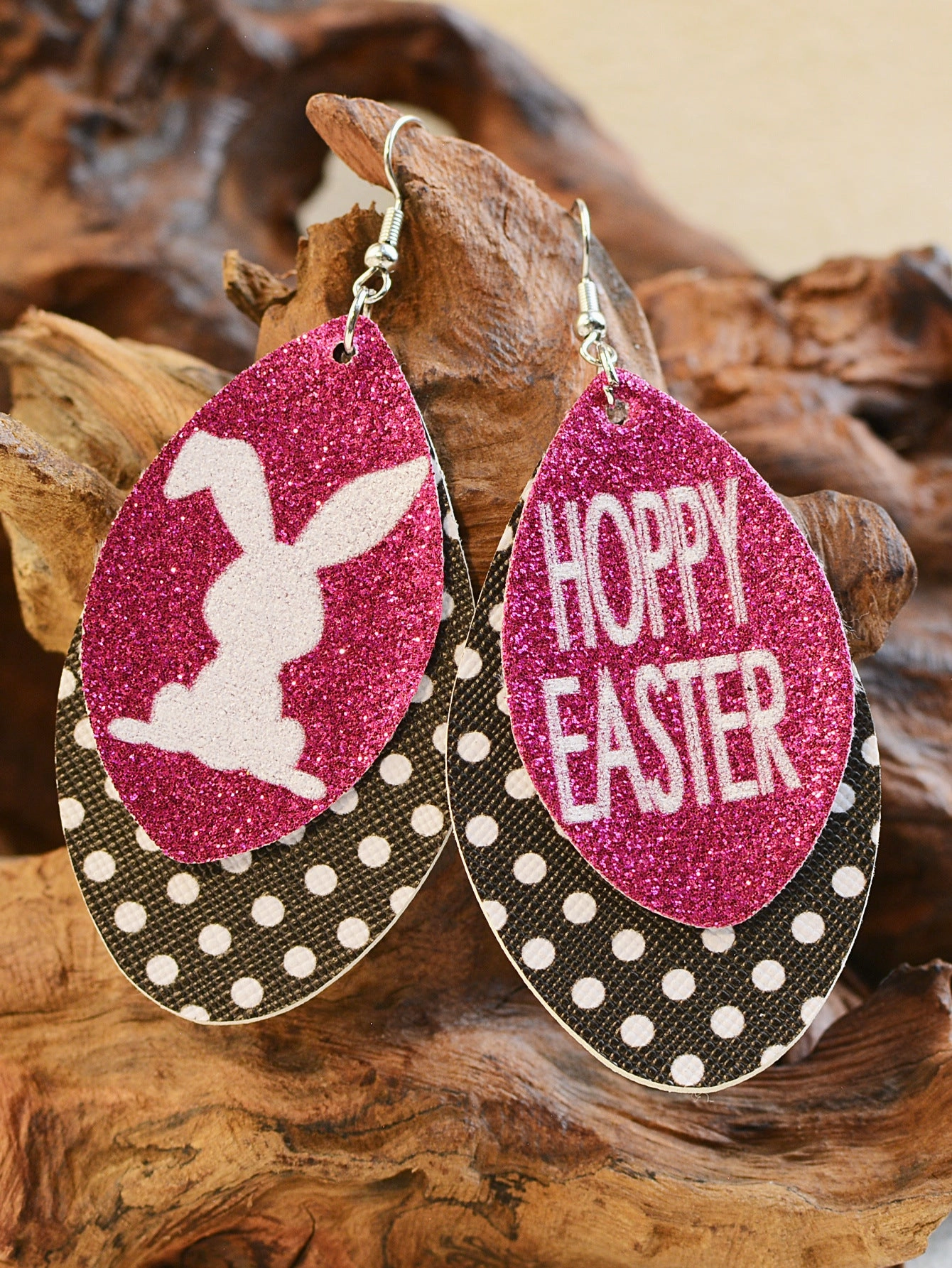 Wholesale Easter Bunny Gretel Multi-Layered Leather Earrings