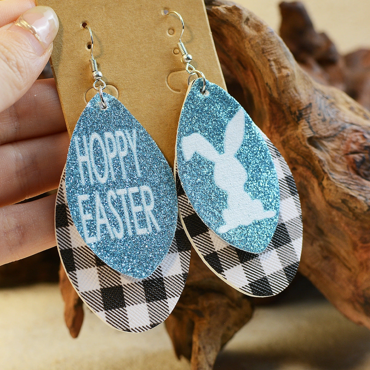 Wholesale Easter Bunny Gretel Multi-Layered Leather Earrings