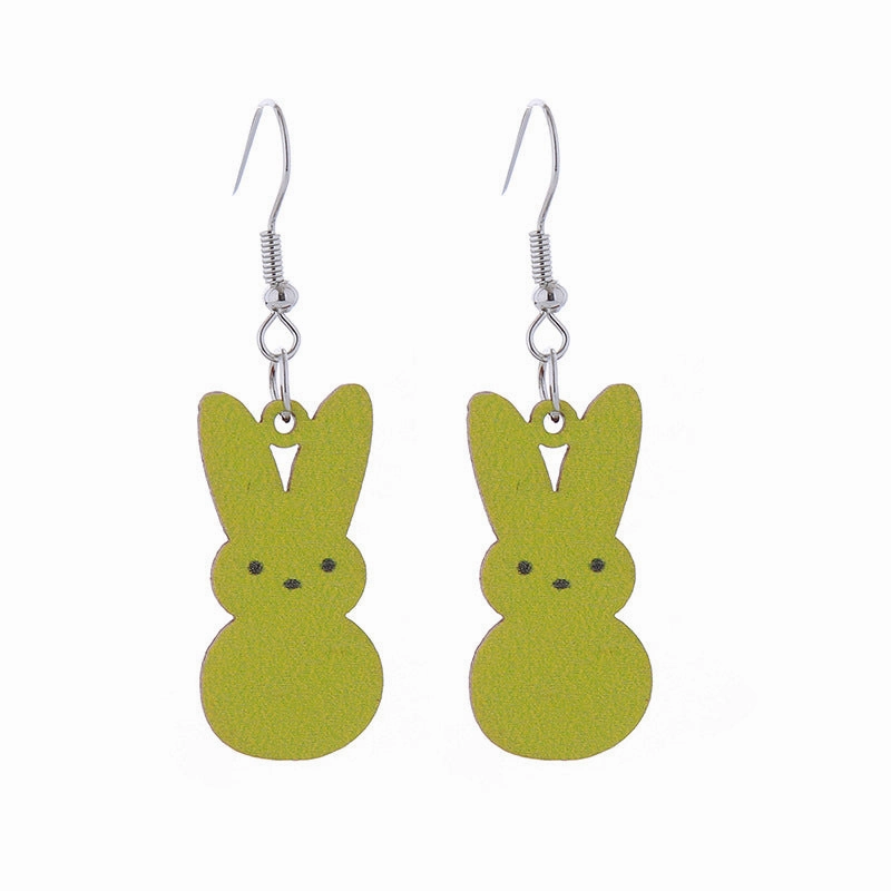 Wholesale Easter Candy Color Bunny Wooden Earrings