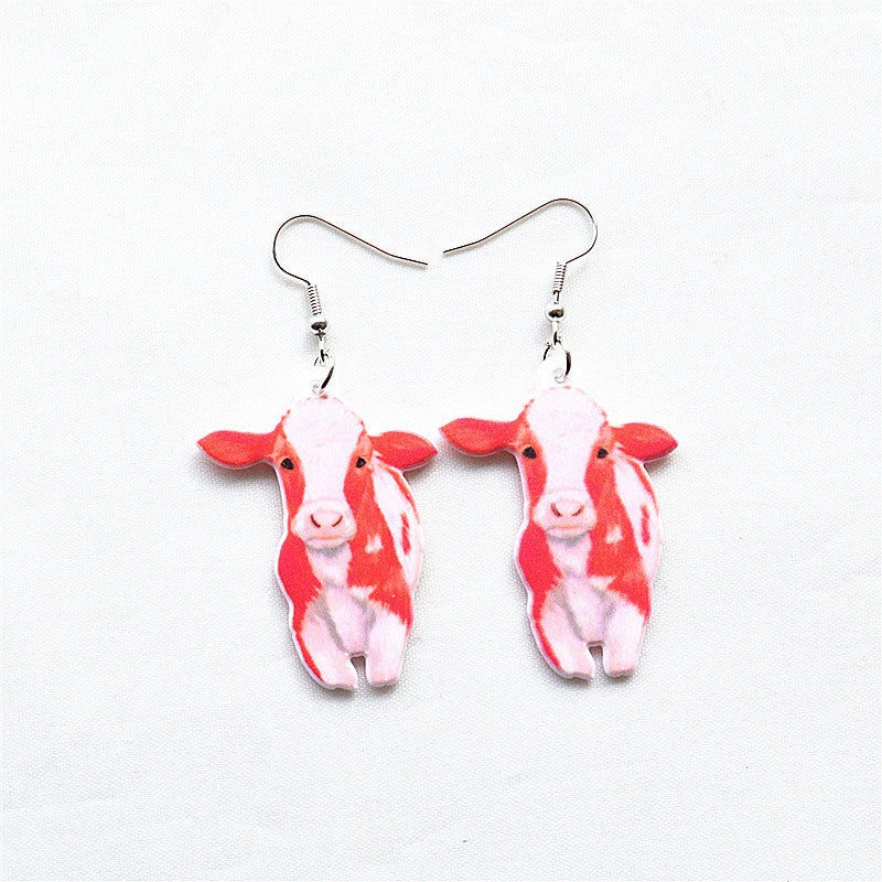 Wholesale Easter Cartoon Cow Kitten Puppy Acrylic Double Sided Earrings