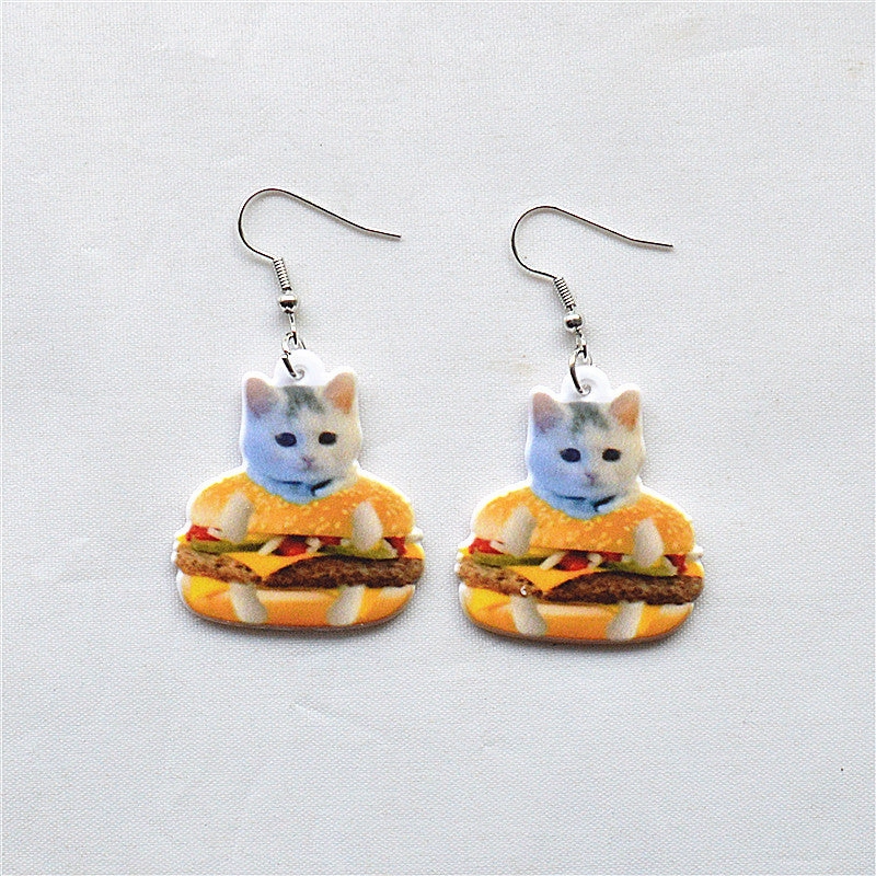 Wholesale Easter Cartoon Cow Kitten Puppy Acrylic Double Sided Earrings