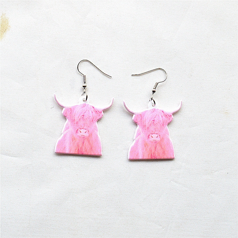 Wholesale Easter Cartoon Cow Kitten Puppy Acrylic Double Sided Earrings