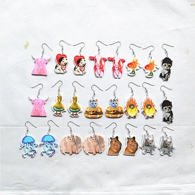 Wholesale Easter Cartoon Cow Kitten Puppy Acrylic Double Sided Earrings