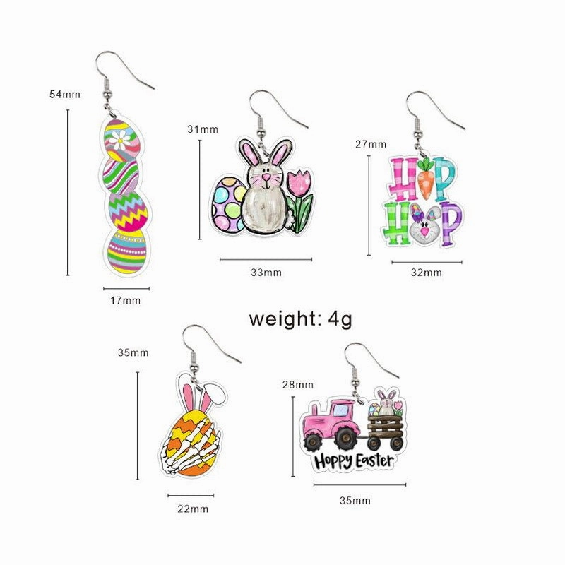 Wholesale Easter Cartoon Cute Bunny Easter Egg Carrot Acrylic Earrings