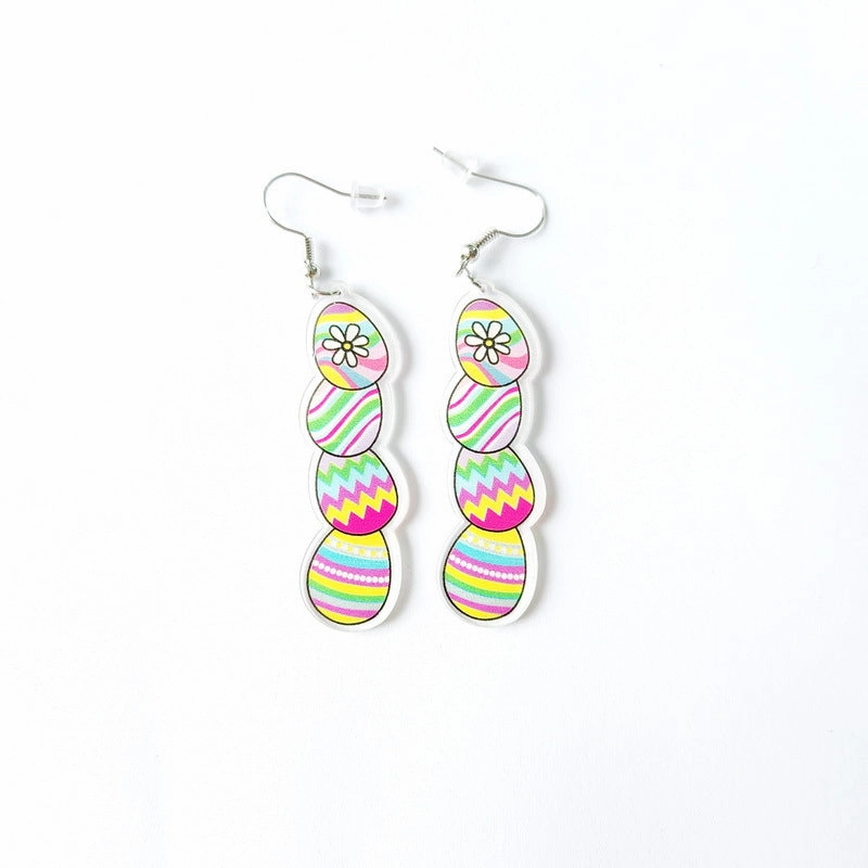 Wholesale Easter Cartoon Cute Bunny Easter Egg Carrot Acrylic Earrings