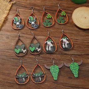 Wholesale Easter Cartoon Love Animal Shape Wooden Earrings
