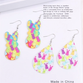 Wholesale Easter Colored Rabbit Acrylic Earrings