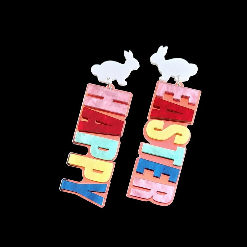 Wholesale Easter Colorful Bunny Acrylic Earrings