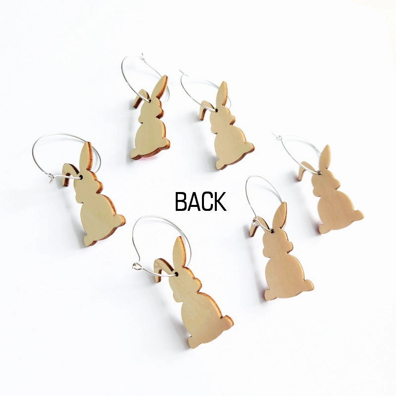 Wholesale Easter cute print spring flowers leopard print egg fur ball tail rabbit earrings