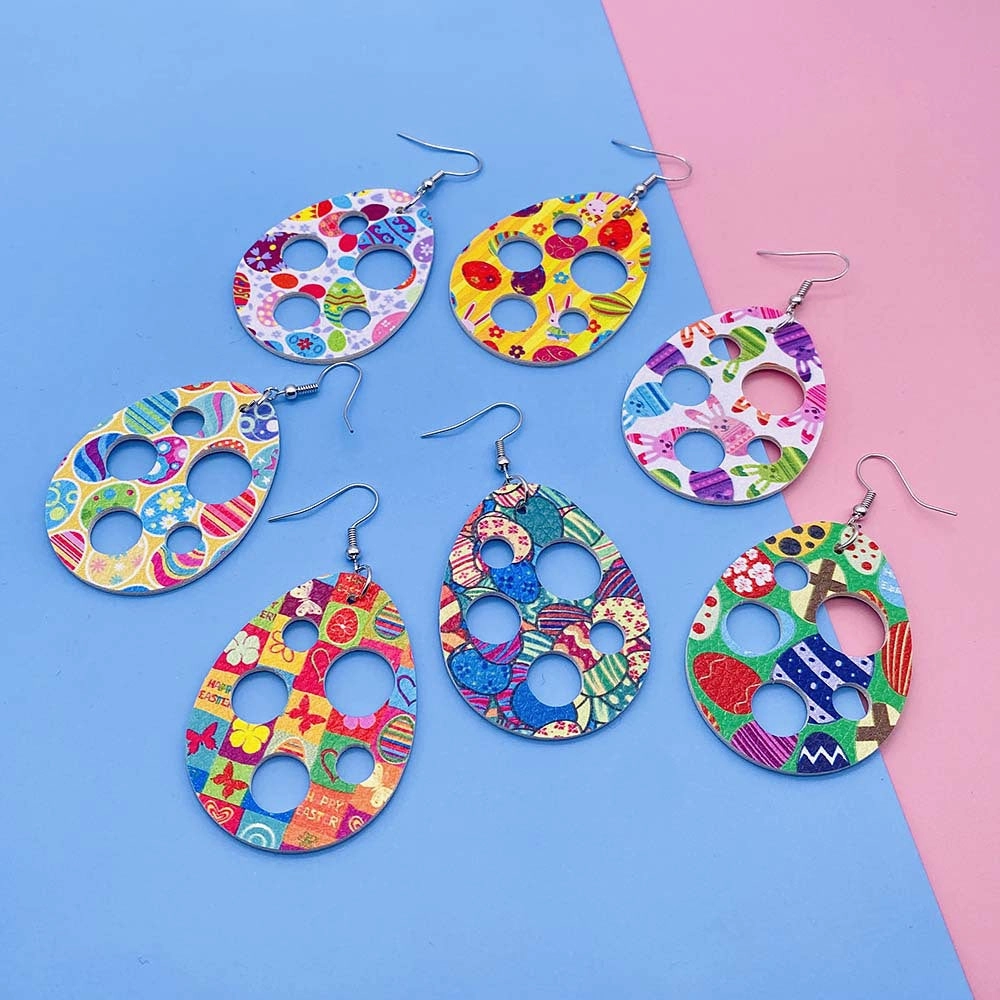Wholesale Easter Cutout Leatherette Earrings