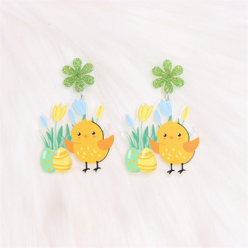 Wholesale Easter Egg Bunny Acrylic Print Earrings
