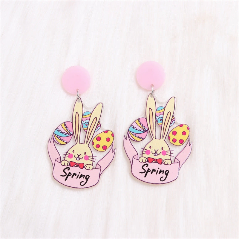 Wholesale Easter Egg Bunny Acrylic Print Earrings