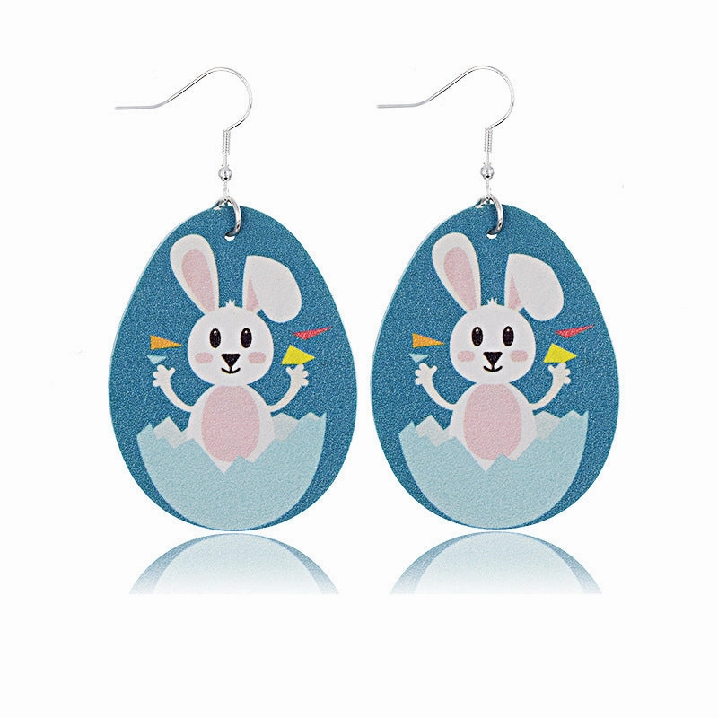 Wholesale Easter Egg Bunny Leather Earrings