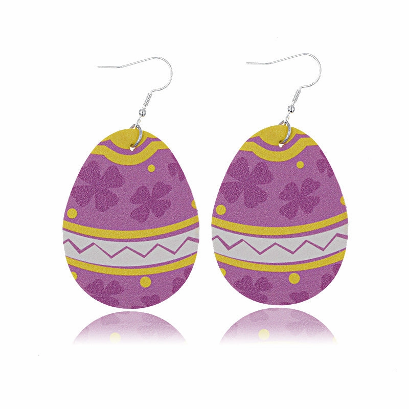 Wholesale Easter Egg Bunny Leather Earrings