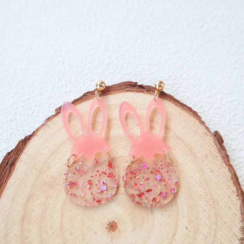 Wholesale Easter Egg Cute Rabbit Transparent Egg European and American Earrings