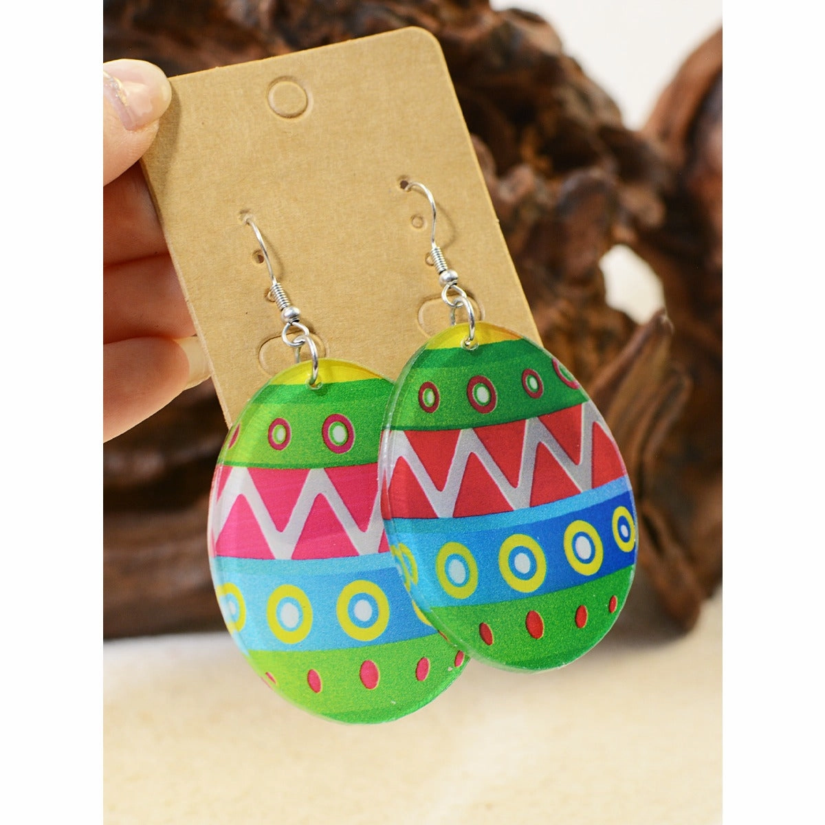 Wholesale Easter Egg Graffiti Painted Acrylic Earrings