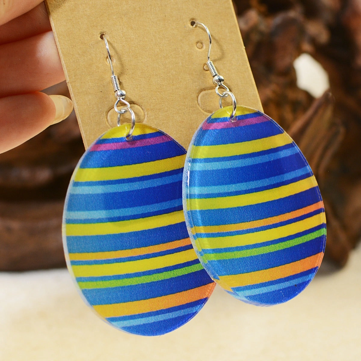 Wholesale Easter Egg Graffiti Painted Acrylic Earrings
