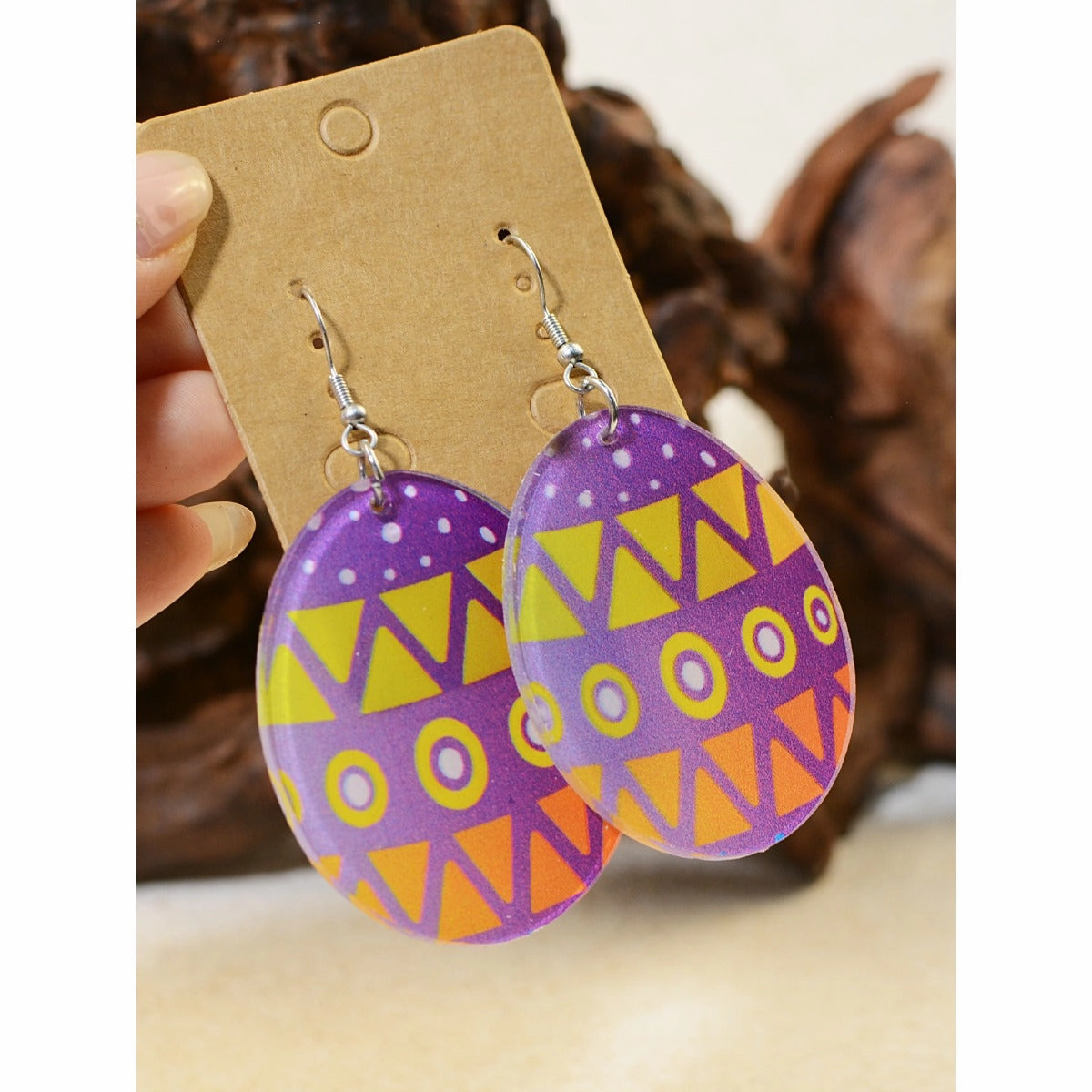 Wholesale Easter Egg Graffiti Painted Acrylic Earrings
